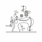 LINE ART – SEWING MACHINE – TEXTILE – CLOTHING – ILLUSTRATION – VECTOR