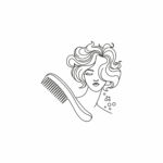 LINE ART – WOMEN – HAIRSTYLE – FASHION – COMB – HAIRCUT – ILLUSTRATION – VECTOR