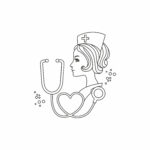 LINE ART – WOMEN – HEALTHCARE – NURSE – STETHOSCOPE – ILLUSTRATION – VECTOR