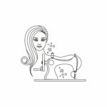 LINE ART – WOMEN – SEWING MACHINE – TEXTILE – FASHION – ILLUSTRATION – VECTOR