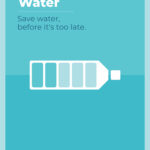 SAVE WATER – MINIMAL POSTER – DRINKING WATER – WATER BOTTLE – ILLUSTRATION – VECTOR