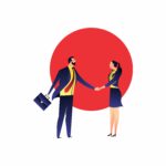 BUSINESSMAN MINIMAL ILLUSTRATION – Handshake – Meeting – Connect – Vector