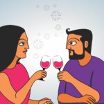 NEW YEAR – COUPLE – DATE – ROMANTIC – WINE GLASS – ILLUSTRATION – VECTOR